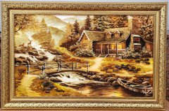 Картина із бурштину "Дім у лісі" (77 x 117 см) B072