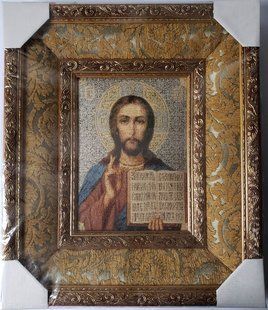 Гобеленовая икона с люрексом "Спаситель" (41 x 48 см) B238