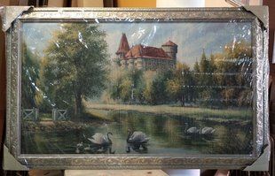 Гобеленовая картина "Лебеди на реке" (73 x 116 см) GB077