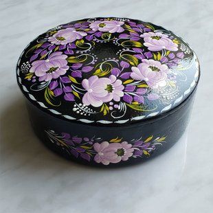 Шкатулка с росписью круглая (13 x 13 x 5 см) SK0413