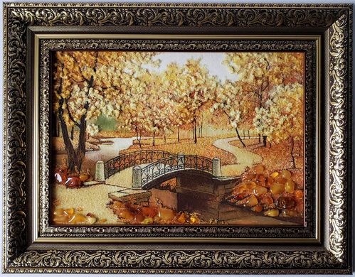 Картина із бурштину "Романтичний місток" (27 x 36 см) BK0019