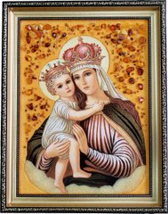 Ікона із бурштину "Богородиця з короною" (37 x 47 см) B030