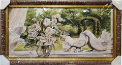 Гобеленова картина з люрексом "Квіти та голуби" (48 x 88 см) GB011