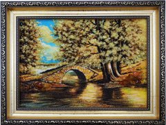 Картина із бурштину "Місток над річкою" (28 x 37 см) BK0020
