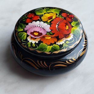 Шкатулка з розписом кругла ШК-05 (7 x 7 x 3,5 см) SK0386