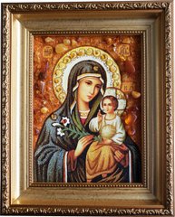 Ікона із бурштину "Богородиця з дитям" (28 x 37 см) B096-1