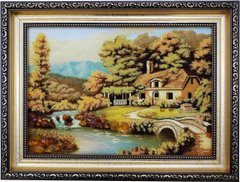 Картина из янтаря "Дом у реки" (28 x 37 см) BK0021