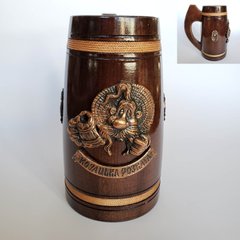 Кухоль для пива дерев'яний з нержавіючою колбою (400 мл, 15 x 10,5 x 18,5 см) BP0005
