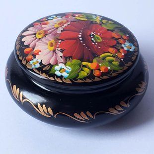 Шкатулка з розписом кругла ШК-05 (7 x 7 x 3,5 см) SK0258