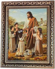 Ікона із бурштину "Ісус навчає дітей" (37 x 47 см) B248