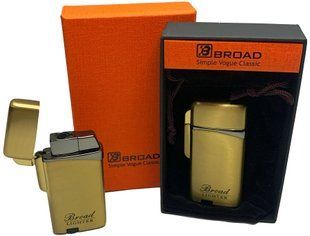 Газовая ветрозащитная зажигалка в подарочной коробке BROAD HL-403-Gold