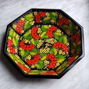 Цукерниця з петриківським розписом (26 x 26 x 5 см) VP0091