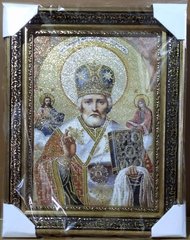 Гобеленова ікона з люрексом Миколай Чудотворець (38 x 48 см) B182