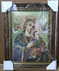 Гобеленова ікона з люрексом Мати Божа Неустанної Помочі (38 x 48 см) B104