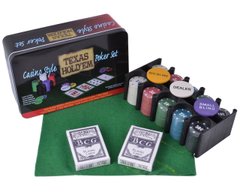Покерний набір на 200 фішок з номіналом в металевій коробці Техаський холдем (24 x 15 x 9 см) 200T-2