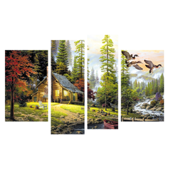 Модульная картина на 4 части "Охотничий домик" (80 x 120 см) K-347, 80 x 120, от 101 см и более