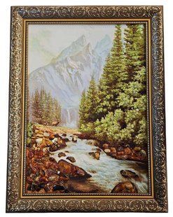 Картина із бурштину "Гірська річка" (36 x 47 см) BK0009