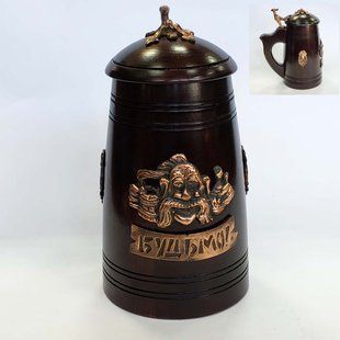 Кухоль для пива дерев'яний з нержавіючою колбою (400 мл, 15 x 10,5 x 19 см) BP0019