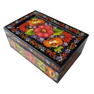Шкатулка с росписью прямоугольная (17,5 x 11,5 x 10 см) SK0488