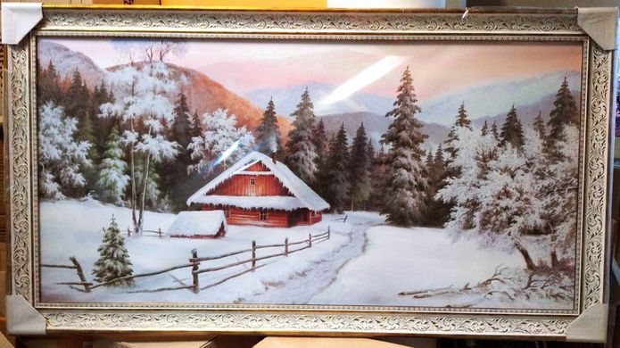 Картина-репродукция "Зимний лес в горах" (61 x 110 см) RP0182, от 101 см и более