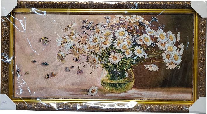 Гобеленовая картина с люрексом "Ваза с цветами" (48 x 88 см) GB019