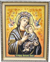 Ікона із бурштину "Богородиця Неустанної Помочі" (37 x 47 см) B076