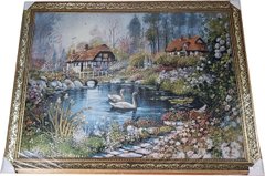 Гобеленовая картина "Цветы и лебеди" (88 x 116 см) GB045