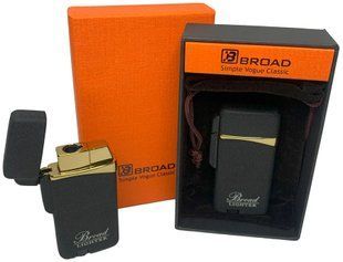 Газова запальничка вітрозахисна в подарунковій коробці BROAD HL-403-Black-mate