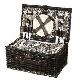 Кошик для пікніка з наповненням на 4 персони, лоза (44 x 29 x 22 см) 024PPN