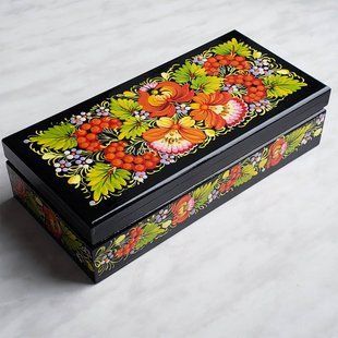 Шкатулка з розписом прямокутна (20 x 10 x 5 см) SK0389