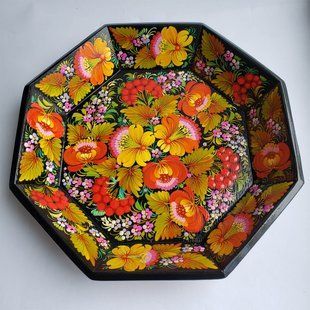 Цукерниця з петриківським розписом (31 x 31 x 5 см) VP0059
