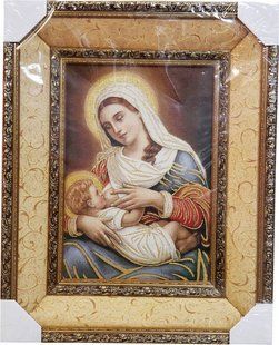 Гобеленовая икона в двойной раме с люрексом Млекопитательница (48 x 59 см) B162