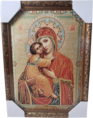 Гобеленова ікона з люрексом Богородиця з дитям (33 x 44 см) B105