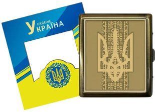 Порт-сигар на 20 шт металлический "Герб Украины" YH-17