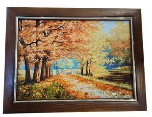 Картина із бурштину "Осінній парк" (36 x 47 см) BK0041