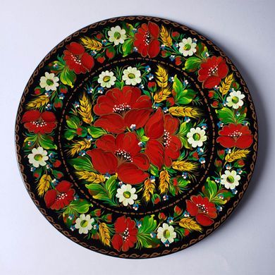 Тарелка с петриковской росписью цветочная (d-30 см) TR0271
