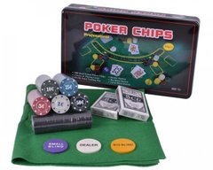 Покерный набор на 300 фишек с номиналом в металлической коробке (33 x 20 x 5 см) 300T