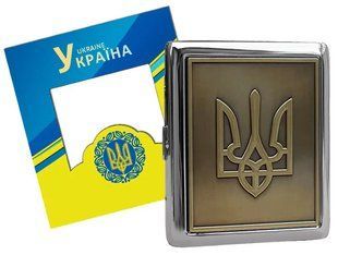 Порт-сигар на 20 шт металлический "Герб Украины" YH-1
