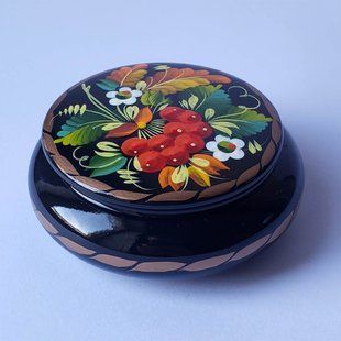 Шкатулка з розписом кругла ШК-09 (8 x 8 x 3,5 см) SK0267
