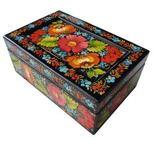 Шкатулка с росписью прямоугольная (17,5 x 11,5 x 10 см) SK0489