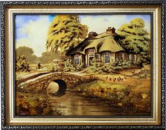 Картина из янтаря "Дом у моста" (37 x 47 см) BK0025
