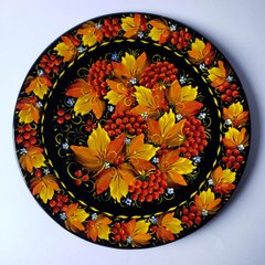 Тарелка с петриковской росписью цветочная (d-30 см) TR0273