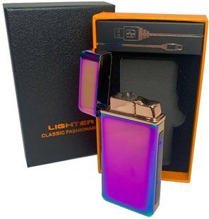 Дугова електроімпульсна USB - Газова запальничка 2в1 (індикатор заряду, ліхтарик) HL-419 Colorful-ice