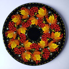 Тарілка з петриківським розписом квіткова (d-30 см) TR0274