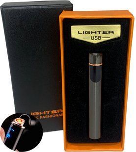 USB запальничка в подарунковій упаковці Lighter (Спіраль розжарювання) HL-4980-Gray