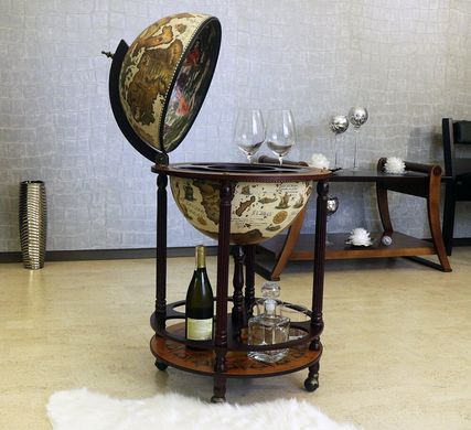 Глобус-бар підлоговий на 4 ніжки 42 см сфера, бежевий-темна вишня (50 x 50 x 90 см) 42003W-R